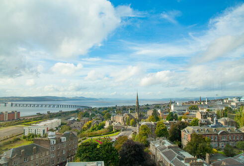 View from Tower Building across the city and River Tay