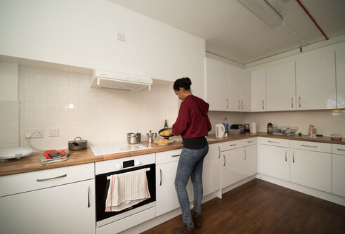 Student in kitchen