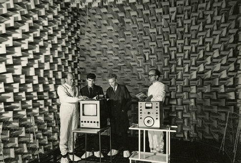 The flat TV group in the anechoic chamber, 1970s, University of Dundee archives