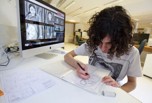 Student working on animation