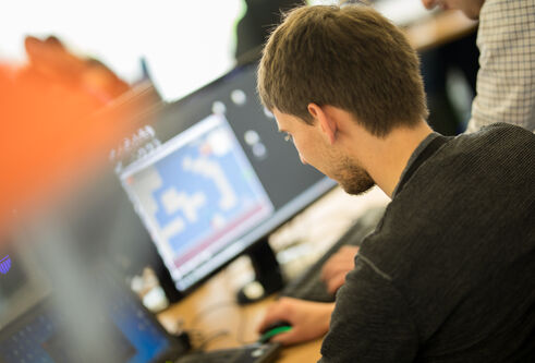 a student working on a computer