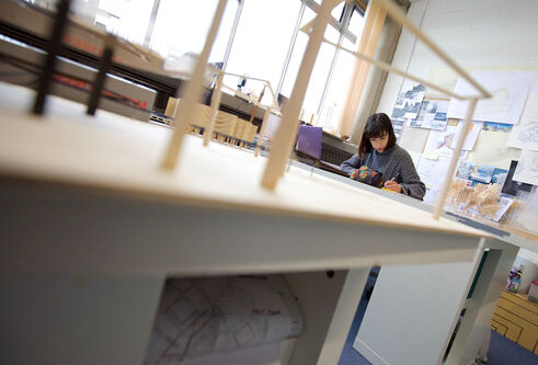 Student working in a design studio