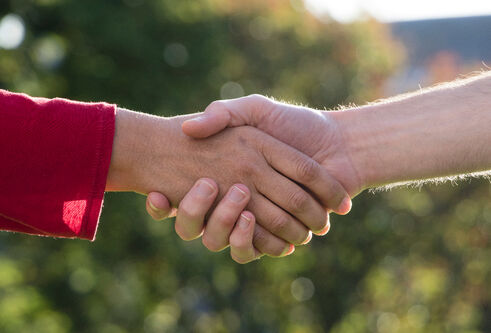 Two hands shaking hands