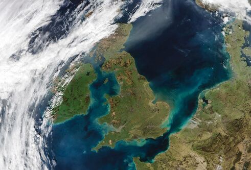Satellite image of the UK from space