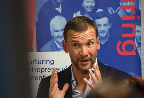 Andrii Shevchenko taking part in Q&A session