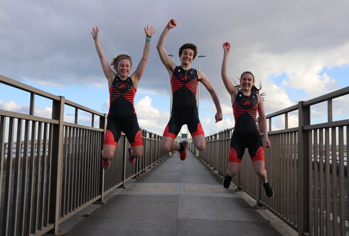 Triathlon club members on Tay Road Bridge