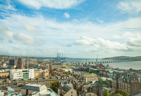 A view of Dundee City Centre from the roof of the University's Tower Building