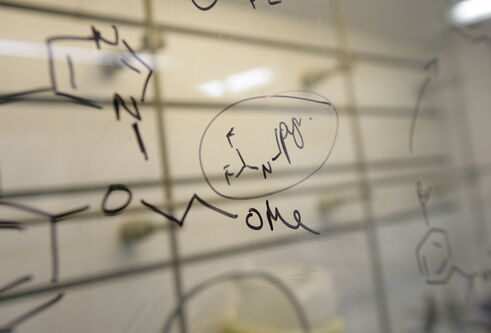 molecules drawn on a transparent surface