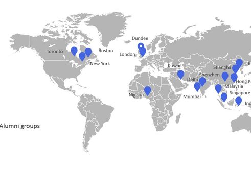 a map of the world showing wear our alumni are from