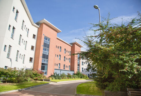 student accommodation on campus shown from outside