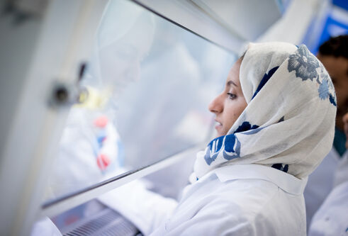 a woman working in a lab