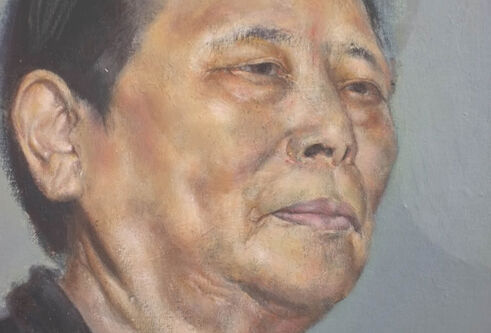 a painting of a woman