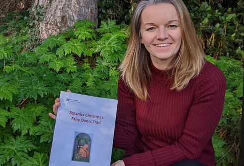 Gill posing with fairy trail leaflet