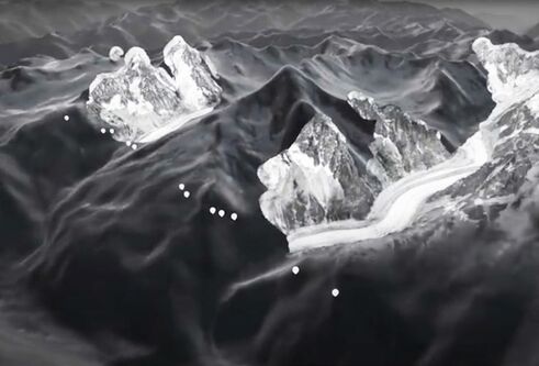 mountain range in black and white