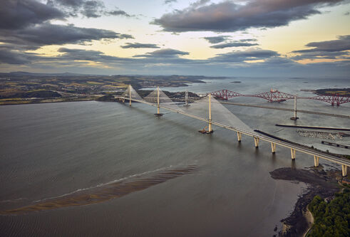 an aerial view of the Edinburgh road bridge