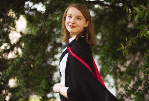 Aine Bidgood in her graduation gown