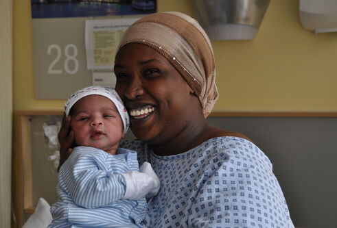 Mother holding baby