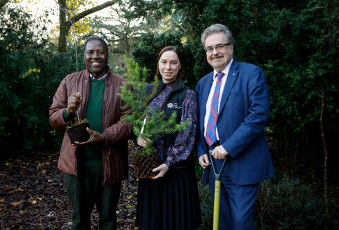 Sosten Ciotha, Hannah Wilson and Iain Gillespie at tree planting