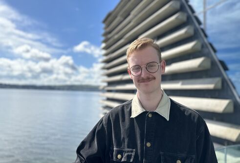 Nathan McWilliams outside V&A Dundee