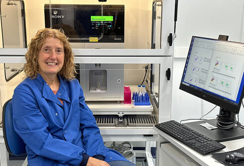 Rosie Clarke in a cell sorting room