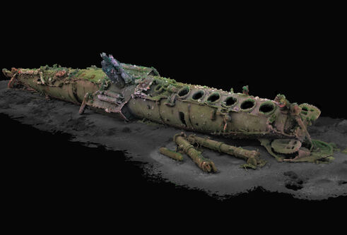 A 3D render of the UC-71 wreck, created by Professor Rowland