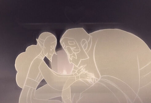 Illustration of two characters sitting facing each other from the animation film - I Remember You