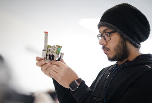 Biomedical engineering student working in the lab
