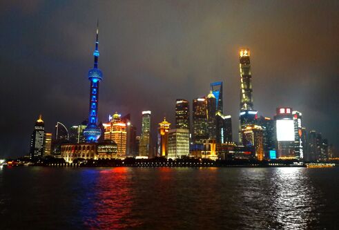 city skyline at night