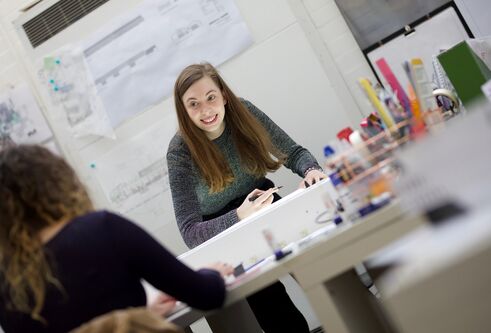 A female student working in a studio