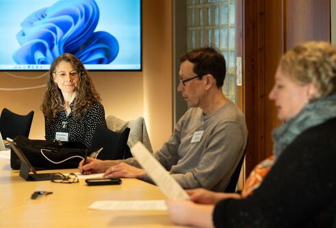 A discussion session taking place with Professor Megan O'Neill (left) as part of the Clarus project in Oslo, Norway.