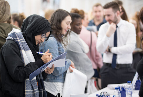 Prospective students at a University of Dundee recruitment event