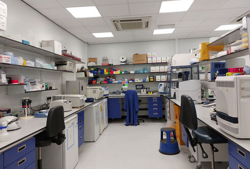 TCGA lab with equipment sitting on tables