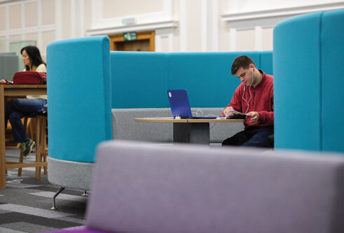 Scrymgeour Building study space with people studying