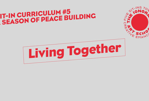Title slide in red and grey reads Living Together - stretched diagonally across the screen in an irregular box