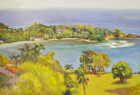 coastal landscape painting of Jamaica