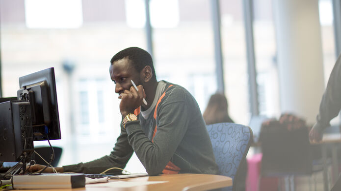 Student in Library