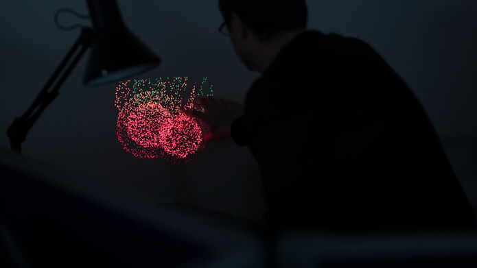 glowing red lights