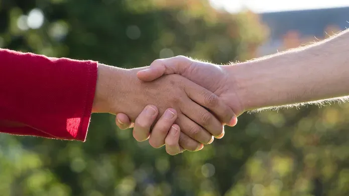 Two hands shaking hands