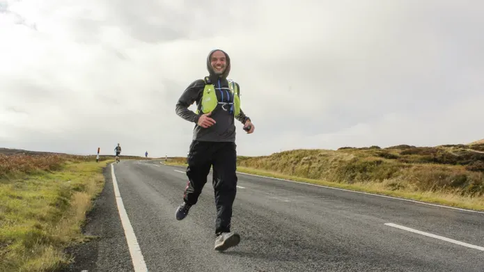Mark Calderlarge running on a country road