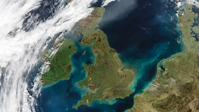 Satellite image of the UK from space