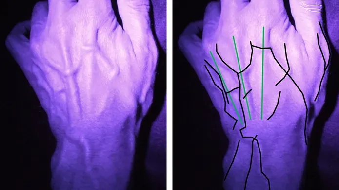 Pic showing identifying features in the hand