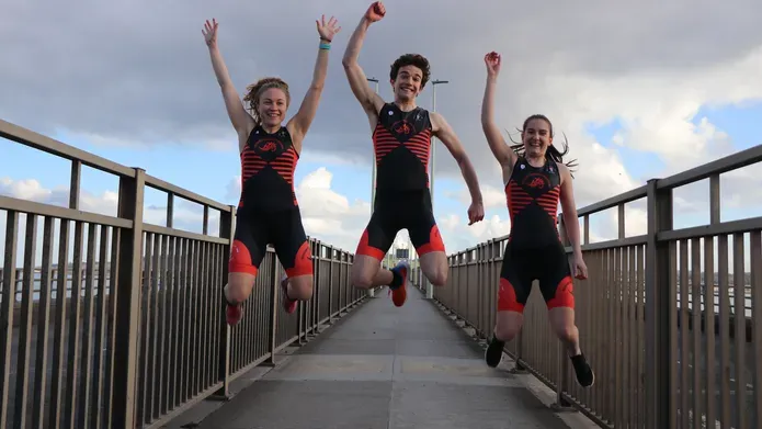 Triathlon club members on Tay Road Bridge