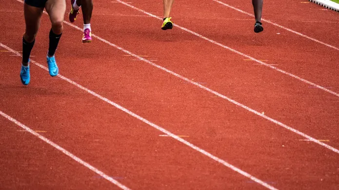 Feet on a running track