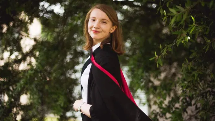 Aine Bidgood in her graduation gown