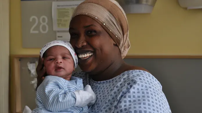 Mother holding baby