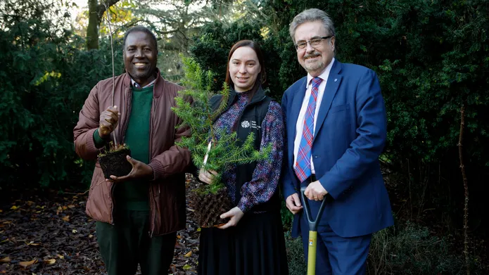 Sosten Ciotha, Hannah Wilson and Iain Gillespie at tree planting