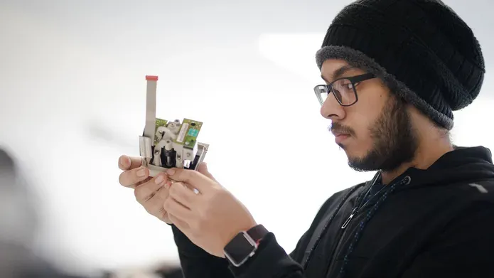 Biomedical engineering student working in the lab