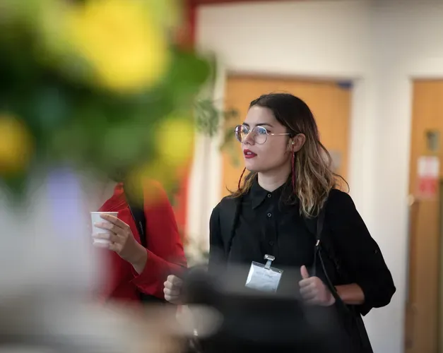 a student walking