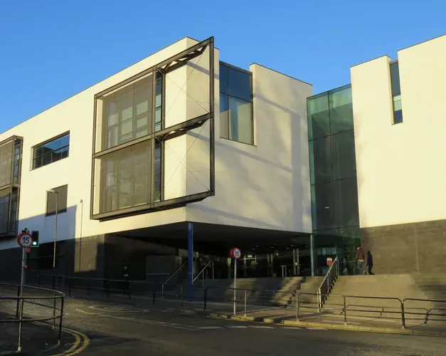 White building and blue sky