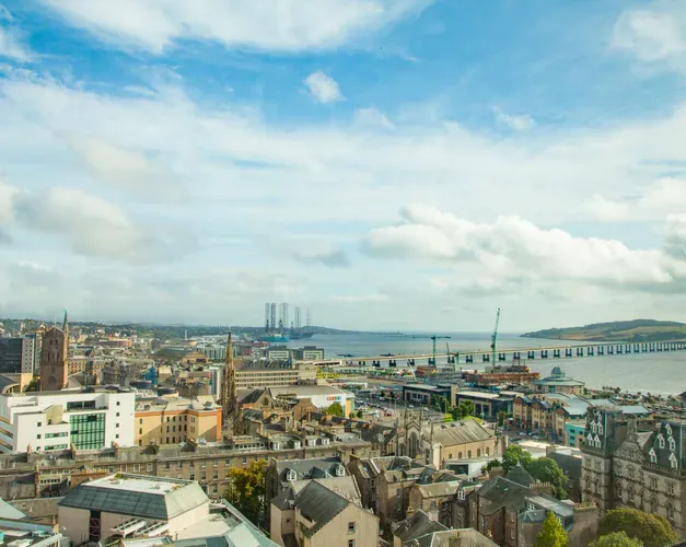 View over campus to the east side of the city